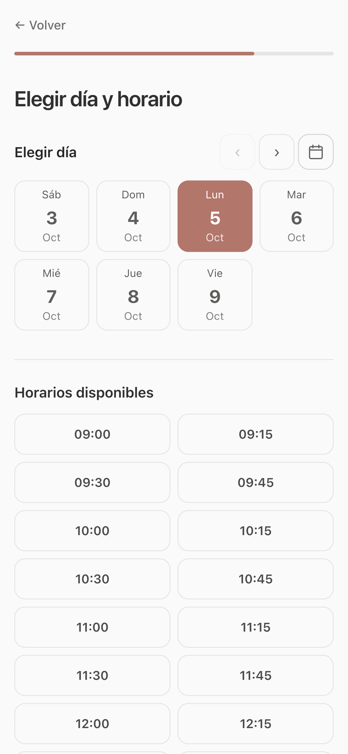 Elección de día y horario